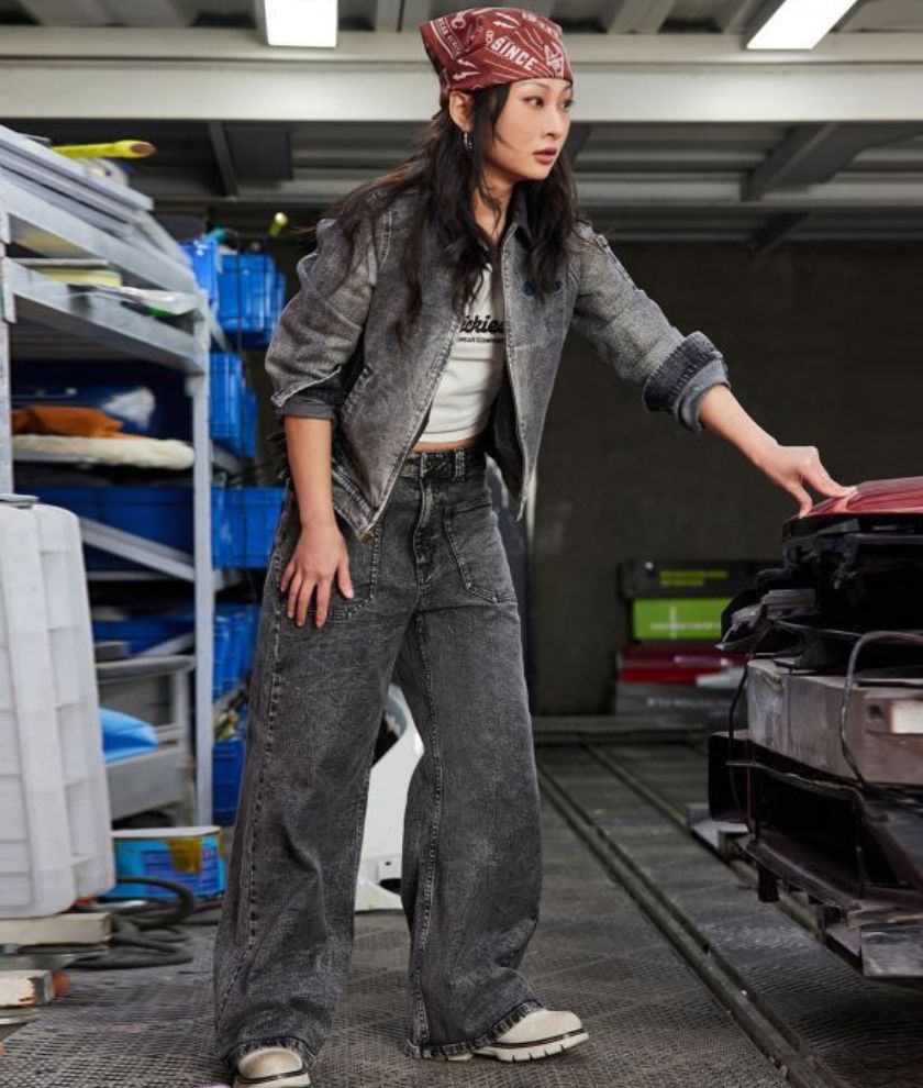 Denim Wide Leg Work Pants Women
