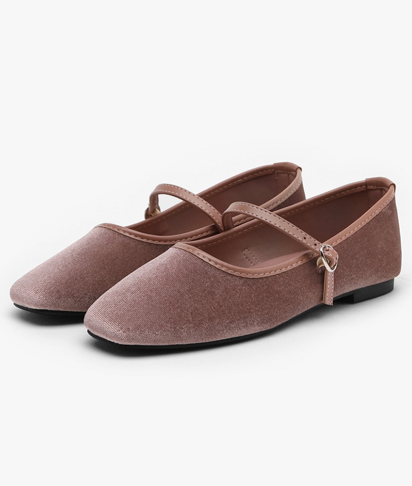 Khaila Velvet Maryjane Flats (1cm)