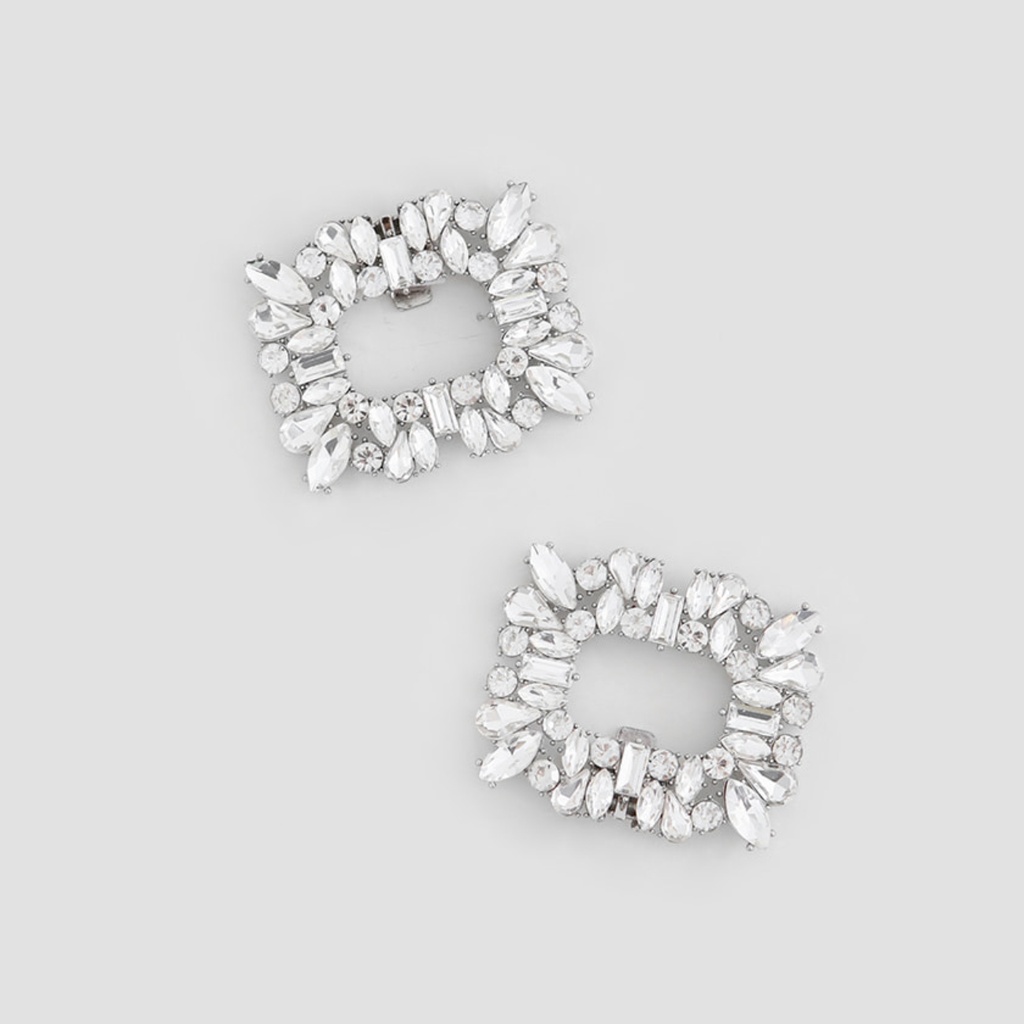 [304597] Wide Square Cubic Shoes Brooch