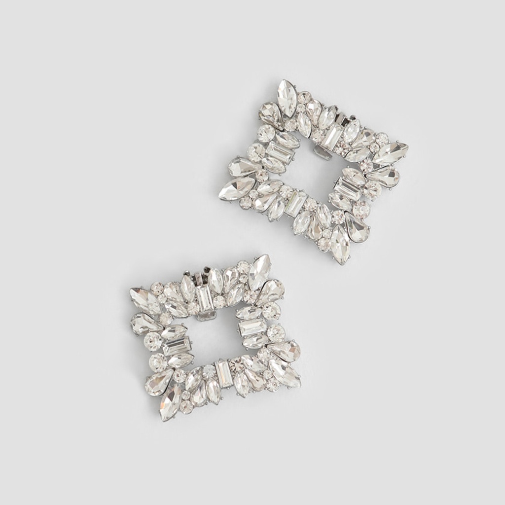 [304595] Classic Square Cubic Shoes Brooch